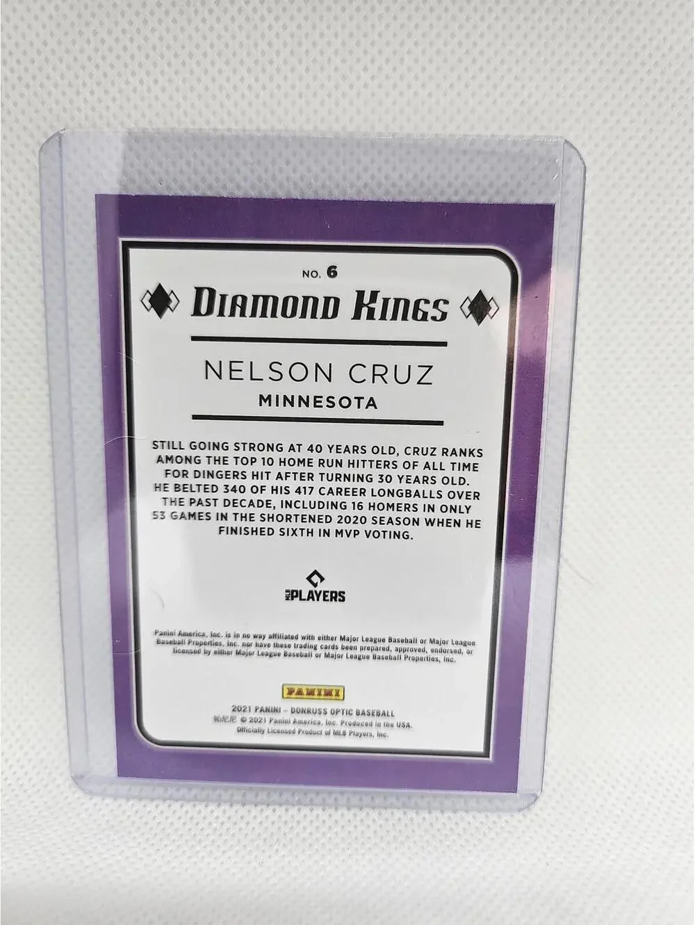 Nelson Cruz - Diamond Kings 2021 Panini Donruss OPTIC - #6 - Twins - RAW Mint